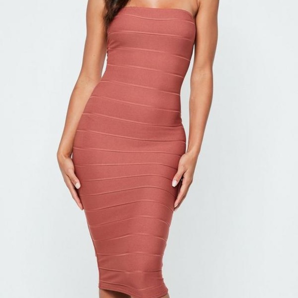 bandeau bandage midi dress